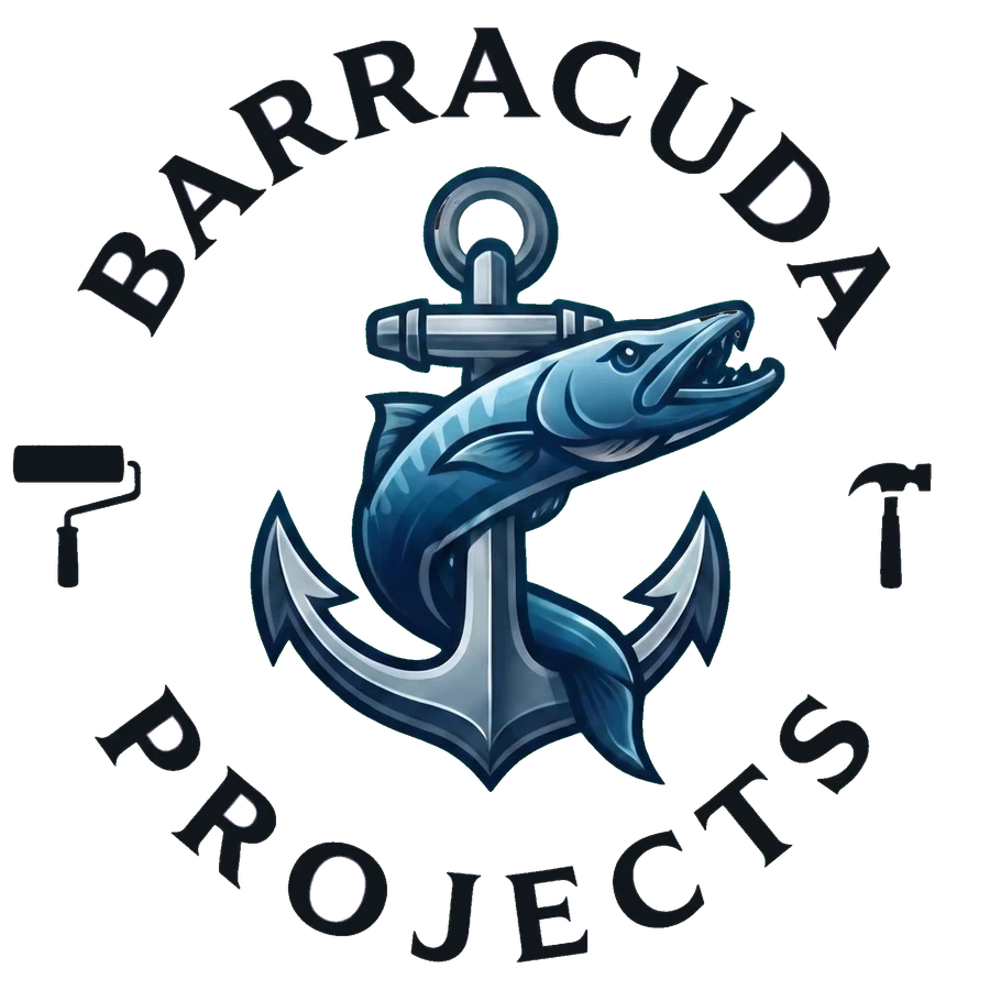Barracuda Projects LLC badge: a barracuda coiled around a ship&rsquo;s anchor