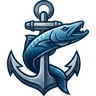Barracuda Projects emblem: a barracuda coiled around a ship's anchor